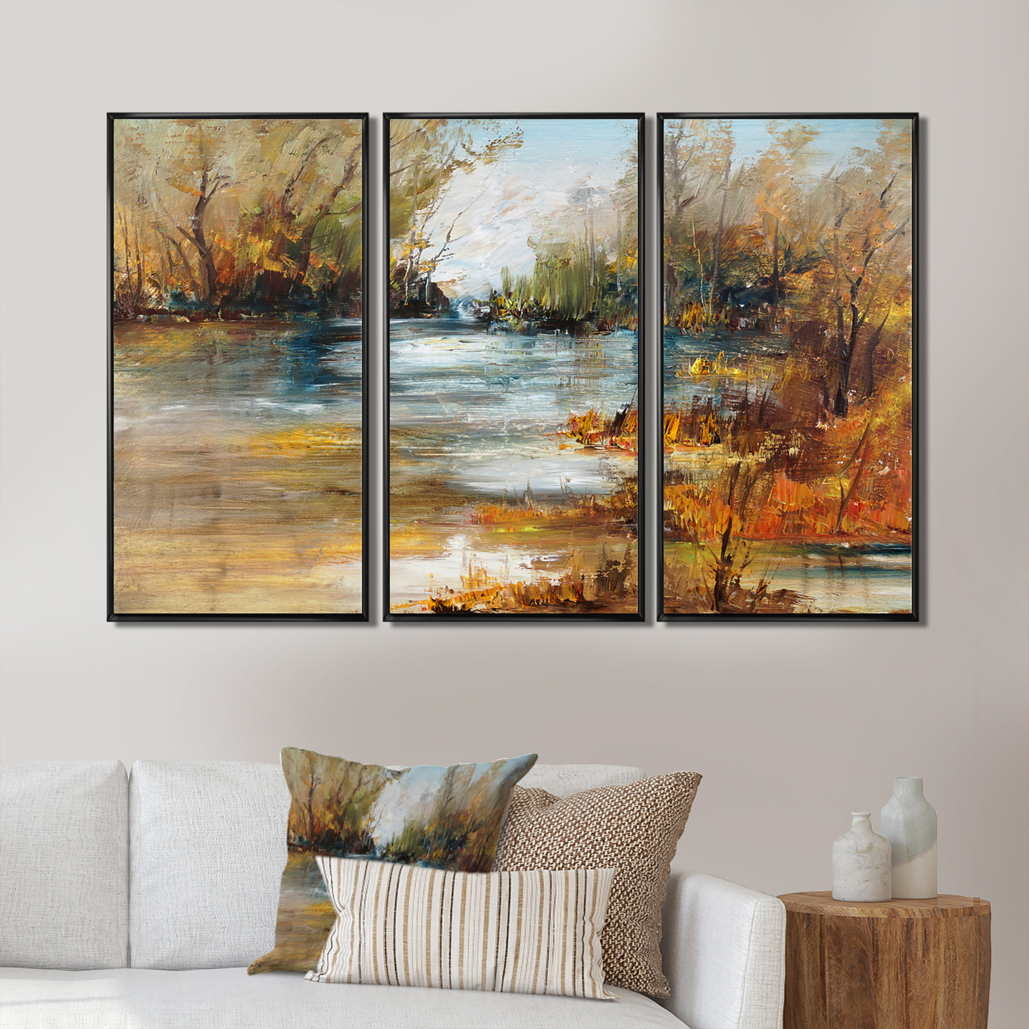 Loon Peak® Surface Of Lake In Forest - Landscape Framed Canvas Wall Art ...