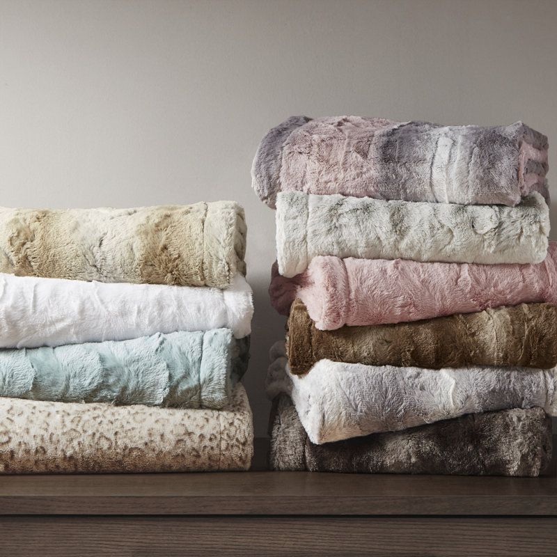 White Oversized Faux Fur Reversible Throw Blanket