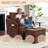 Upholstered Corduroy Swivel Chair With Ottoman-1590413655-1588859163