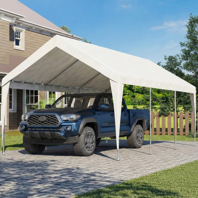 12x20 FT Heavy Duty Carport Canopy, Portable Garage Car Shelter with Galvanized Steel Frame, Waterproof All-Weather Car Port Party Tent for Car, Truck, Boat, SUV, White