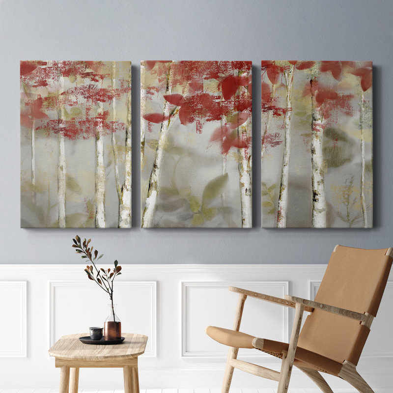 Forêt d'automne - Toile tendue avec châssis de qualité supérieure - Prêt à être accroché, H 60 po x l 120 po x P 1 po