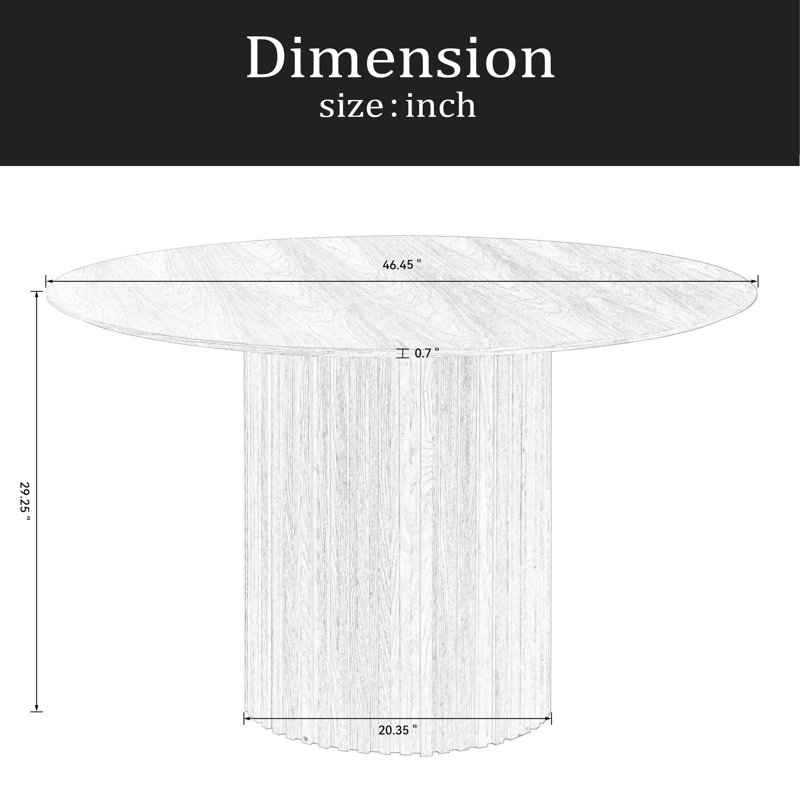 Table de salle à manger en panneau de fibres à densité moyenne pour salle à manger, Noir, 29.25"H x 46.45"L x 46.45"W