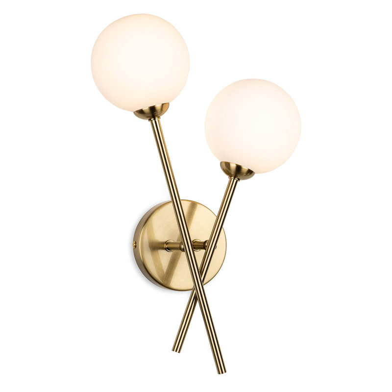 Armed Sconce, Brushed Brass, White
