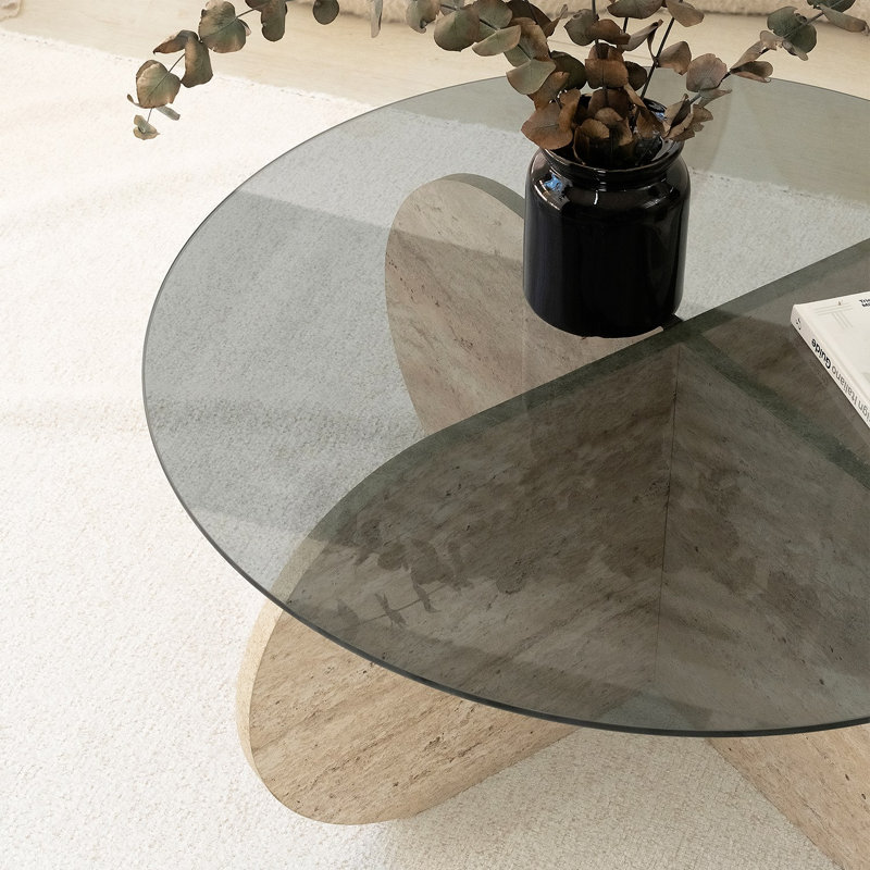 Glorias Coffee Table, Dark Grey, Oak, 35" H x 75" W x 75" D 