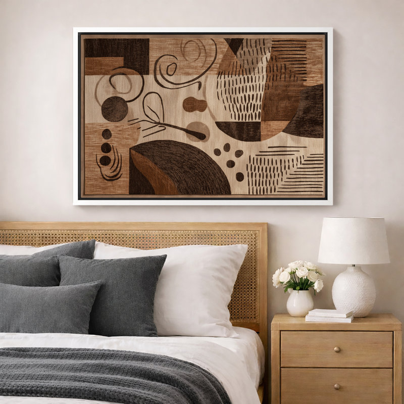 «Neutral Brown», motif géométrique abstrait, images de salon, impression sur toile encadrée, H 24 po x l 36 po x P 1,5 po