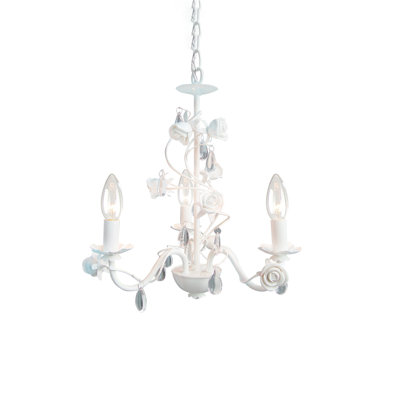3-Light White Pendant With Clear Crystal Accents