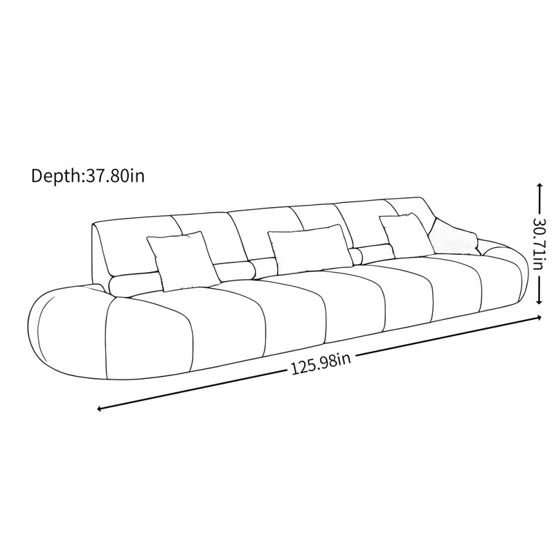Canapé en tissu décontracté, H 30,7 po x l 125,98 po x P 37,8 po, Vert
