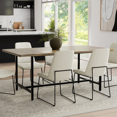 Table de salle à manger industrielle en bois de manguier l 72 po Campbell, base en métal thermolaqué