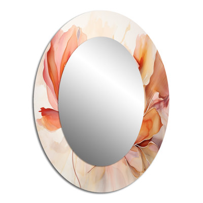 Peach Petal Dance - Modern Oval Wall Mirror