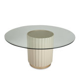 Malibu Crest Round Glass Pedestal Dining Table