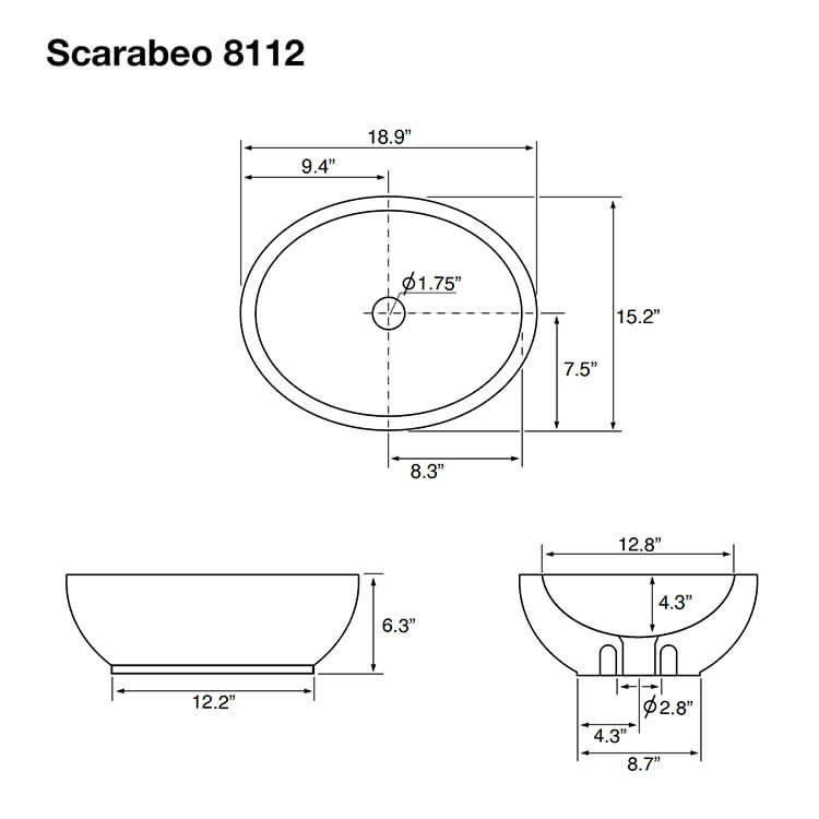 Scarabeo By Nameeks Planet 16'' White Ceramic Oval Bathroom Sink with Overflow