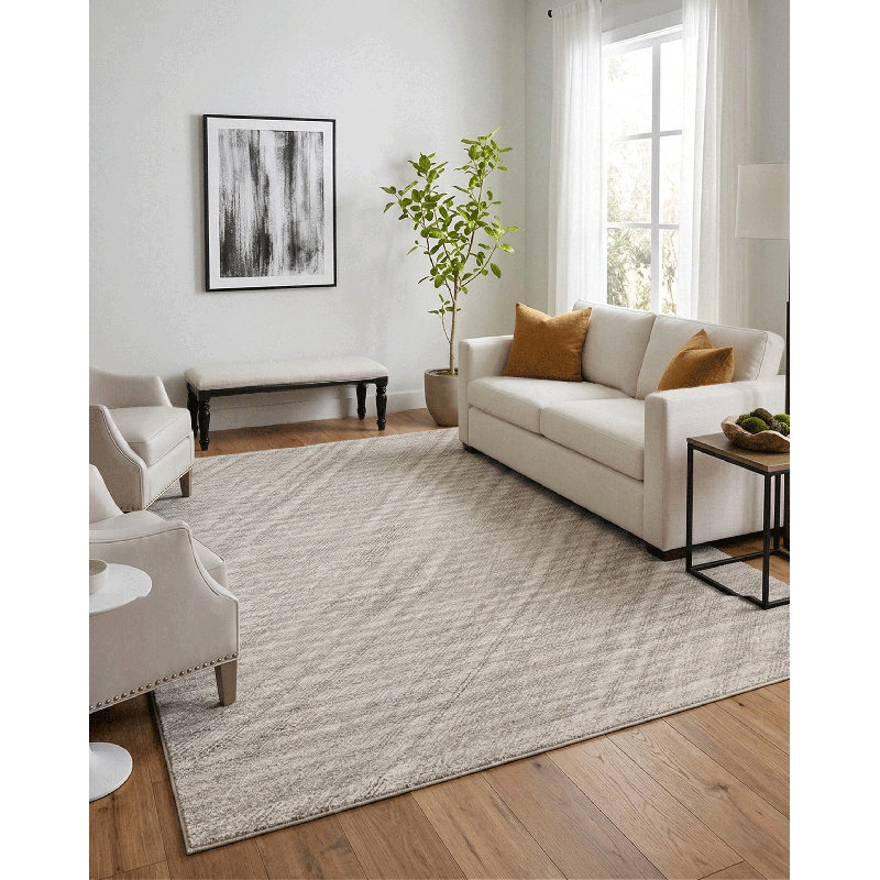 Marut Hand Tufted Area Rug in Beige, Rectangle 5' x 8'