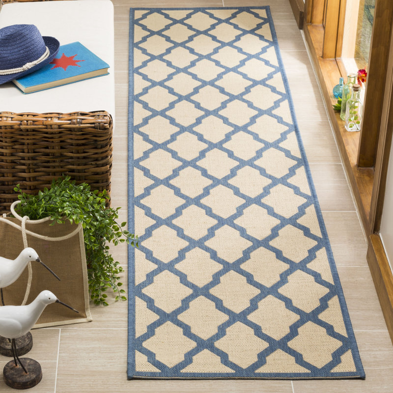 Tapis d'intérieur / extérieur à motif géométrique 100 pièces Ferrill, Tapis de couloir 2 pi 2 po x 8 pi