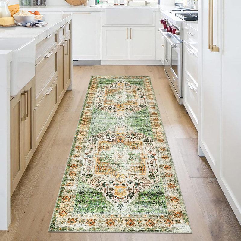 Runner Rug 2x6 Vintage Runner Rug Washable Indoor Accent Rug Runner Oriental Distressed Entryway Hallway Runners Ultra-Thin Soft Low Pile Kitchen Rug