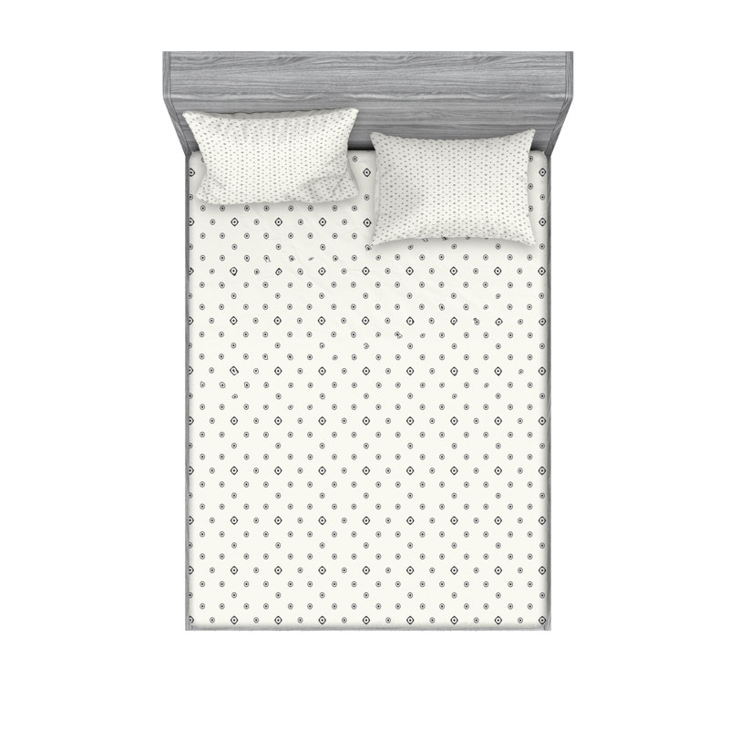 Microfiber Striped Sheet Set, Queen Sheet Set with Fitted Sheet, Modern Design Hexagons Striped