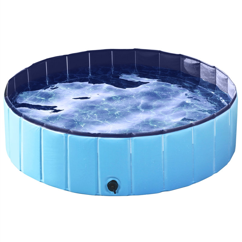 Baignoire pliable pour animaux domestiques, H 11,8 po x l 63 po x P 63 po, Bleu