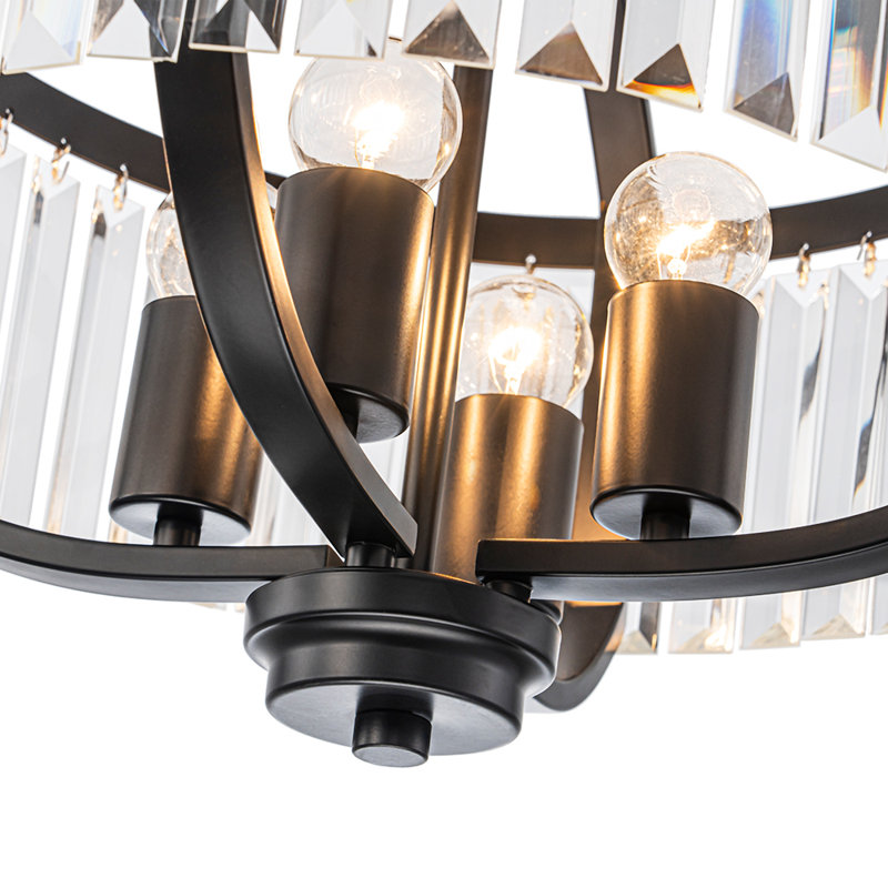 Lustre rond en cristal 4 lumières style campagne moderne