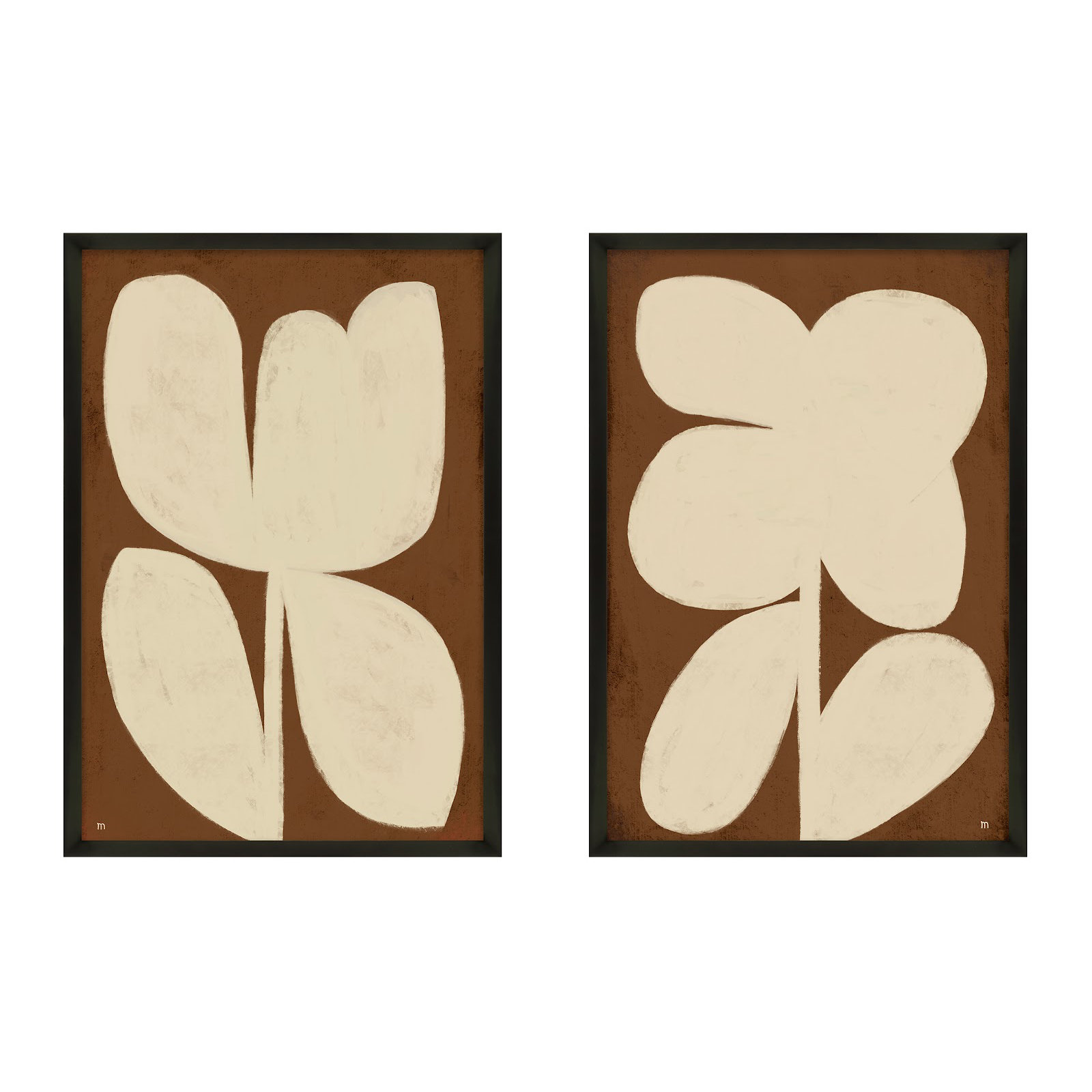 Flower Set Of 2 by StudioM, Black Framed, 25" H x 17.5" W x 1.25" D