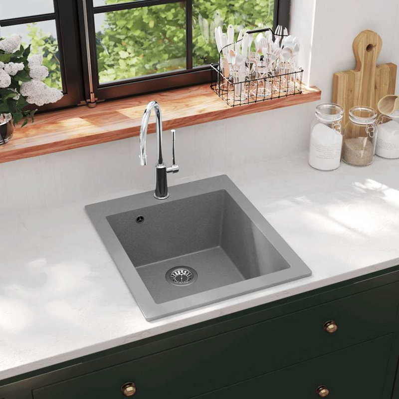 Évier de cuisine à simple cuve vidaXL gris granite, Grey
