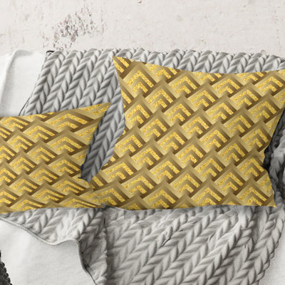 Motif à carreaux dorés - Coussin Mid-Century