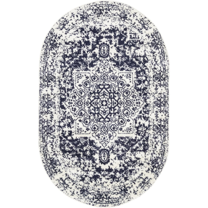 Oriental Area Rug, Oval 99 x 160cm