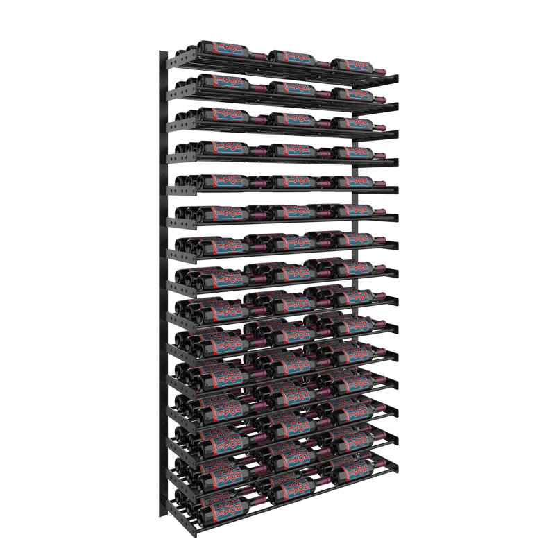 Support à vin mural pour bouteilles, Noir mat, H 75 po x l 41 po x P 8,25 po