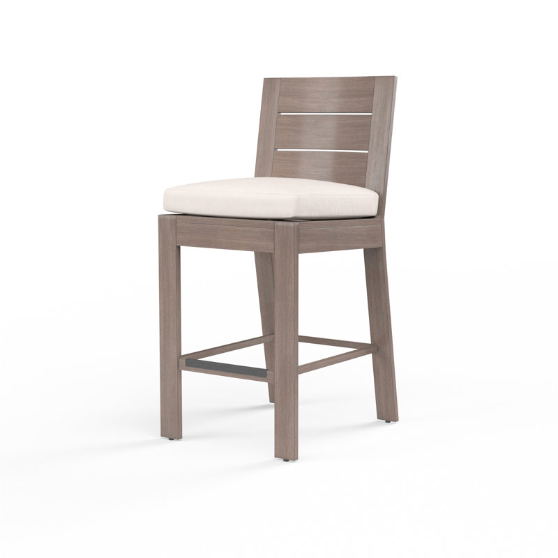Laguna Aluminum Outdoor Stool with Cushion, Bar Stool (29" Seat Height), Canvas Natural Sunbrella®