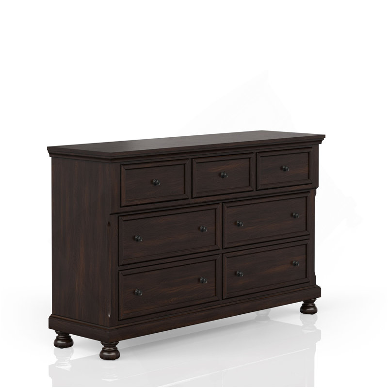 Commode sept tiroirs cerisier foncé, Cerisier