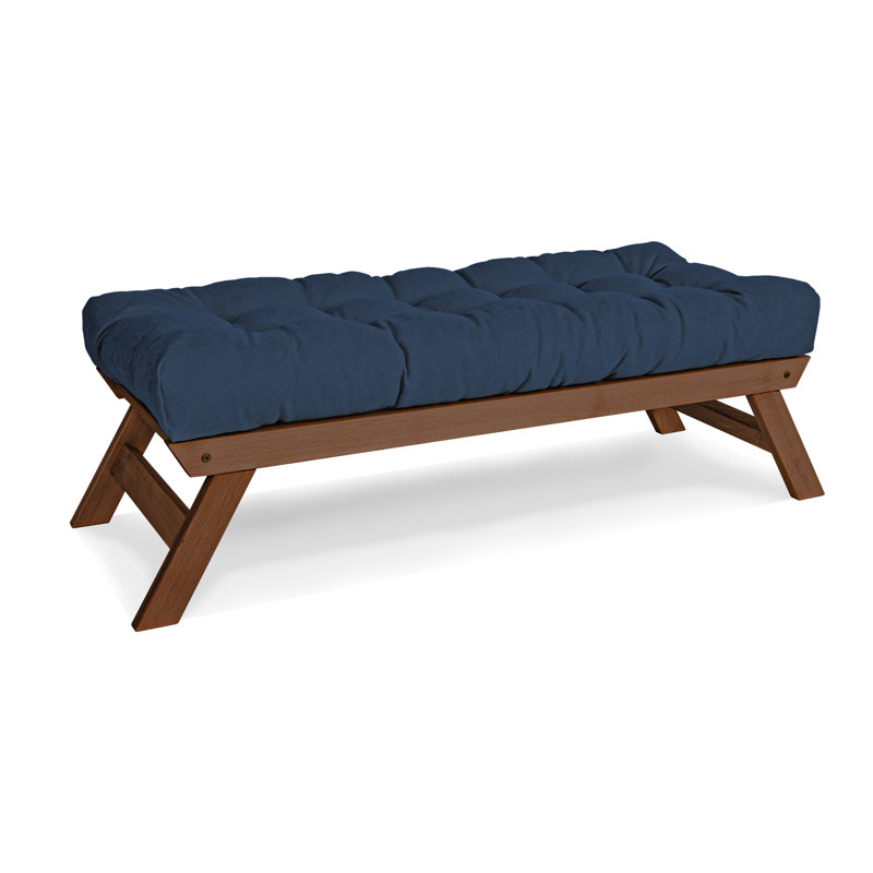 Donner Polyester Upholstered Bench, Blue/Brown