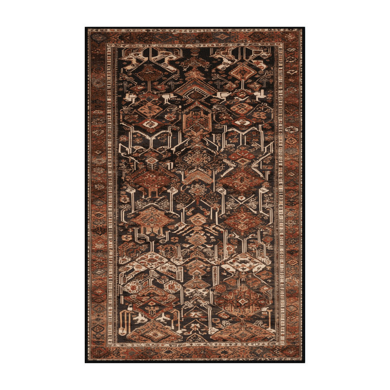 Tapis turc noir lavable à la machine, Rectangulaire 2 pi x 3 pi