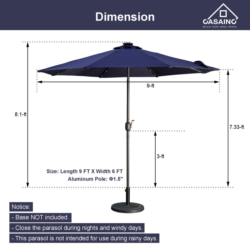 Parasol de marché lumineux 108 po Ifzah, Bleu marine