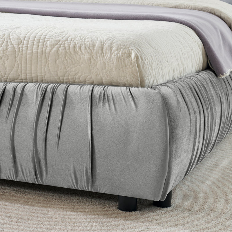 Lits très spacieux, structure en velours de fibres à densité moyenne grise, chambre à coucher minimaliste moderne