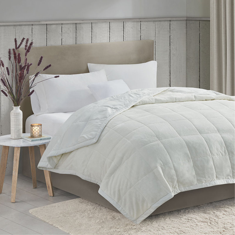 Reversible Heiq Smart Temperature Down Alternative Blanket, 90" L x 66" W, Ivory