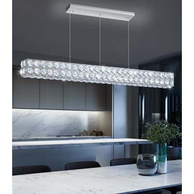 Lustre moderne en cristal 47 po avec télécommande