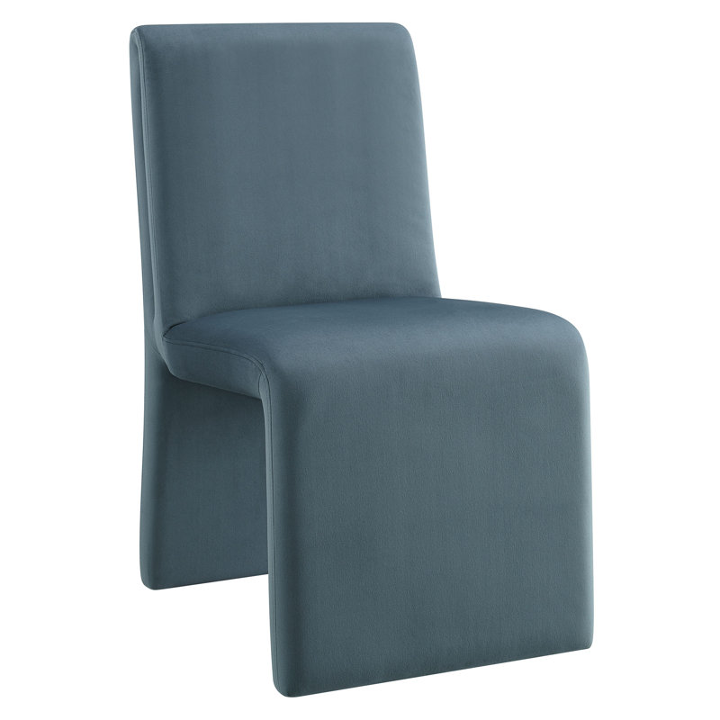 Emory Upholstered Performance Velvet Dining Side Chair, Cadet Blue