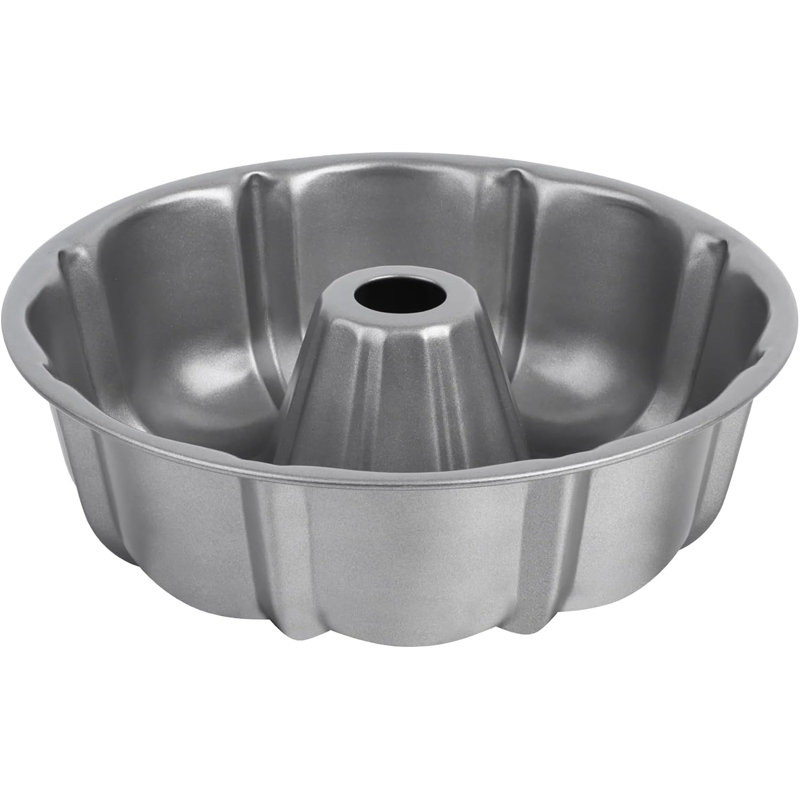 Fluted Cake Pan, 10 Inch Nonstick Round Tube Baking Pan for Pound Cake.Gray