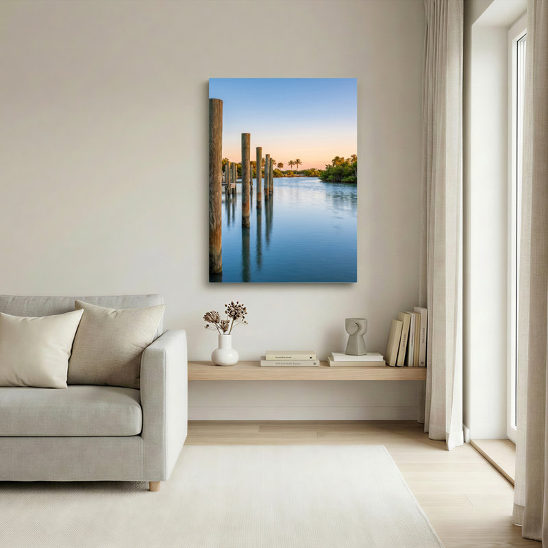 Ensemble de 1 tableau sur toile « Sérénité au bord de l'eau », H 48 po x l 32 po, Toile tendue