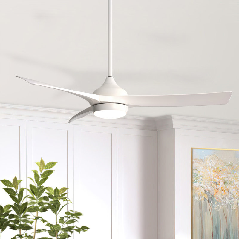 Nicola 52" 3-Blade Standard Ceiling Fan With Remote and Led Light, White