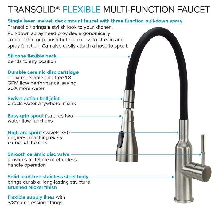 Transolid Flexible Multi-Function Faucet Single Hole Laundry Faucet ...