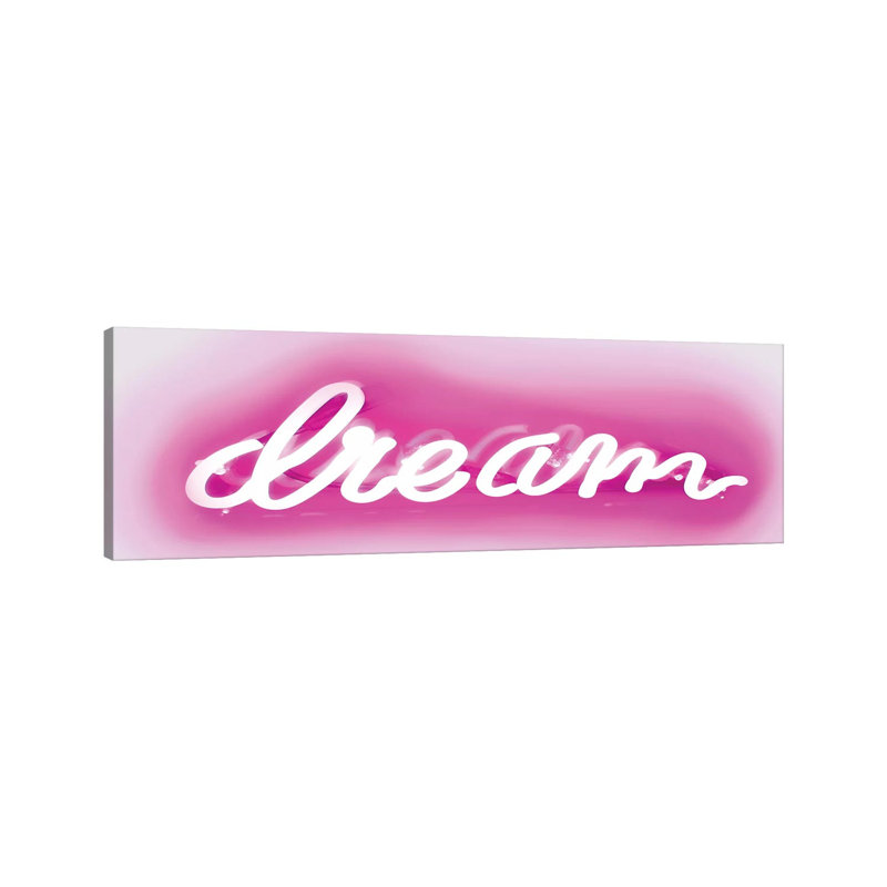 Neon Dream Pink On White by Hailey Carr - Wrapped Canvas Panoramic Print, 30.48 cm H x 91.44 cm W x 1.91 cm D