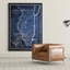 « illinois sketch map », reproduction d’impression sur toile tendue en bleu-20748904