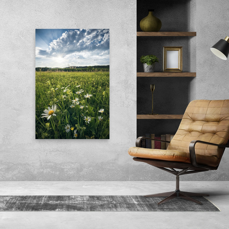 «Flowering Meadow Abstract Contemporary Flower Landscape», reproduction d'art mural, H 48 po x l 32 po