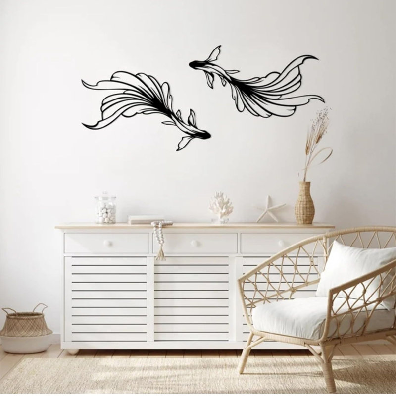 Ensemble d'art mural en métal Koi