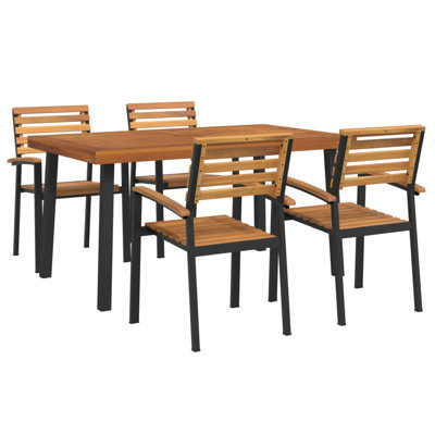 Samy 4 - Person Acacia Patio Dining Set with Rectangular Table