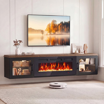 Meuble télé flottant de 70 pouces avec foyer