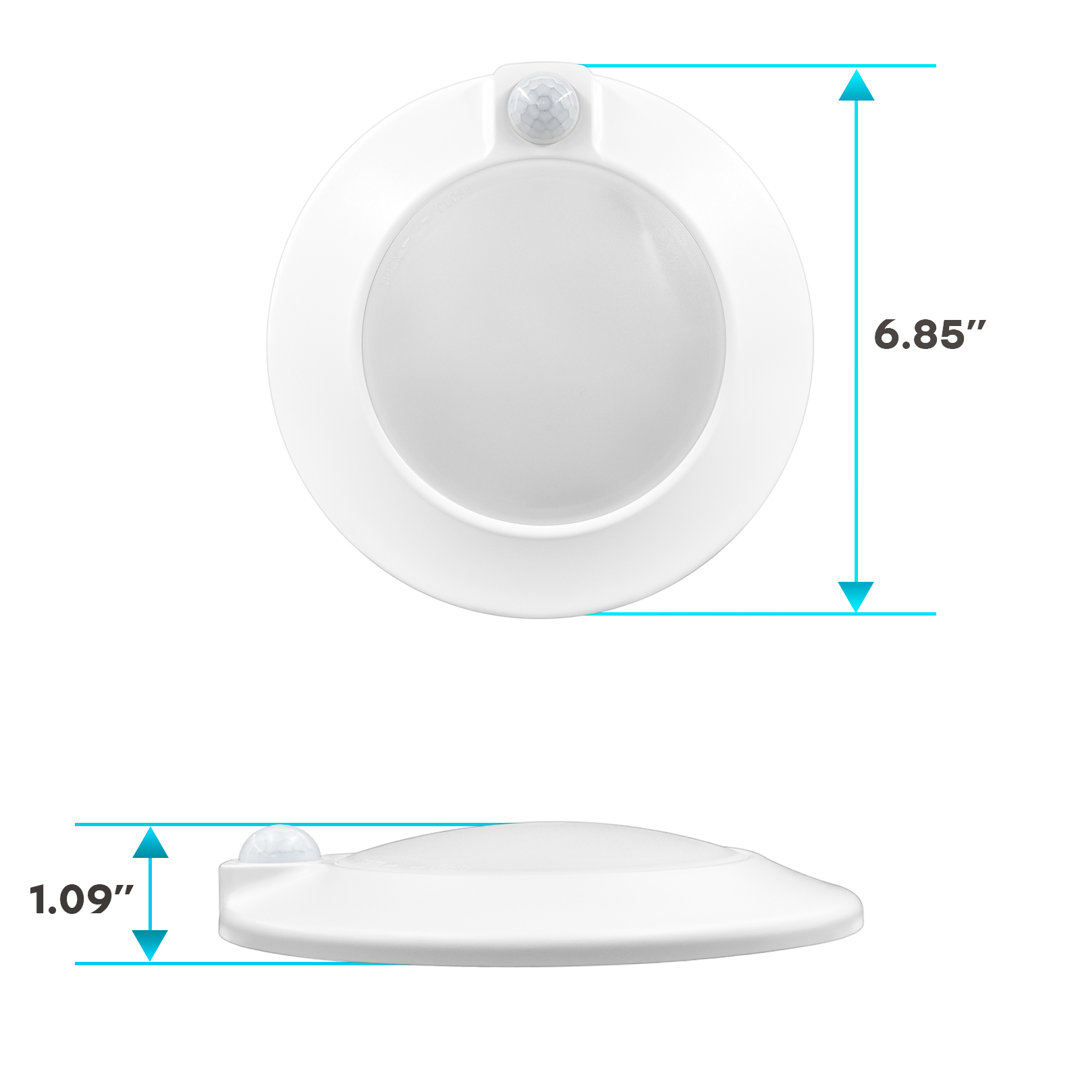 4 Inch LED Motion Sensor Ceiling Light 120V 3 Color Selectable 3000K-5000K 30S Timeout 10W 600 Lumens Wet Rated (2 Pack) Luxrite 
