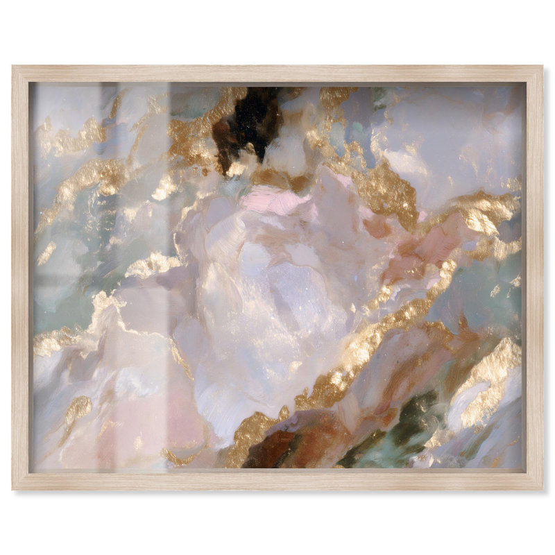 Art géodésique marbré lustré par Art Remedy, H 17 po x l 21 po, Crème, crème