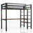 Loft Bed Twin Size with L Shaped Desk and Shelves, Metal Bed Frame Power Outlet and LED Lighted-405782117