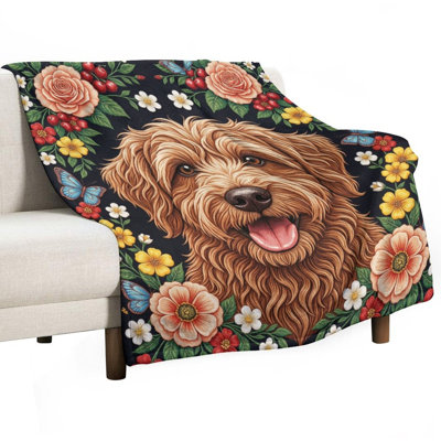Couronne florale avec jeté en flanelle de luxe, couverture douce et chaude pour le canapé-lit du salon