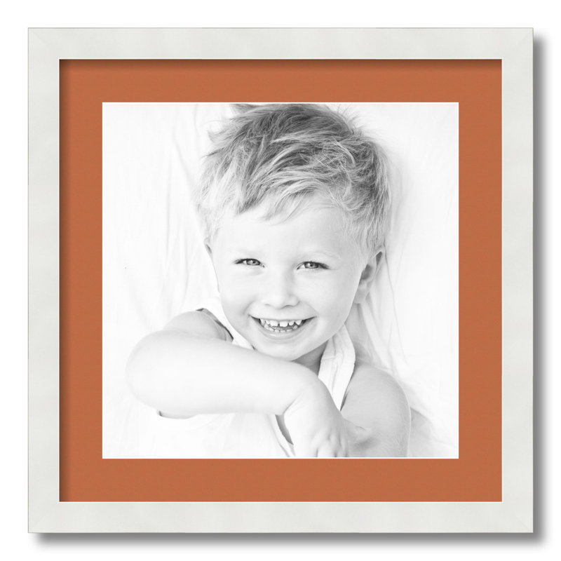 Wood Matte Picture Frame with Mat, Red Orange